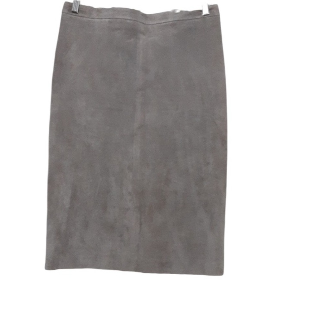 Escada mini skirt women 38 faux suede pencil taupe formal office party soft Y2K